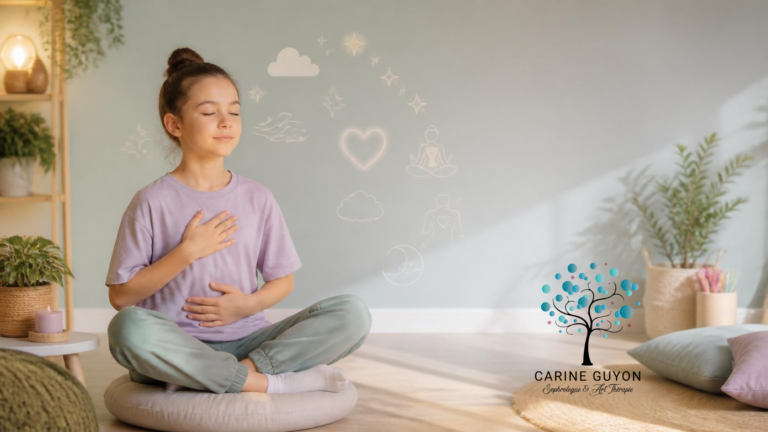 Sophrologie pour enfant TND (TDAH, DYS, TSA…) à Charny (77), à domicile ou en visio. Carine Guyon aide votre enfant à gérer émotions et concentration